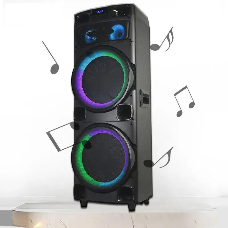 Temeisheng de madera Super Power Dual 12 pulgadas Tweeter 100W RMS caja de Audio grande altavoz portátil inalámbrico recargable Bluetooth